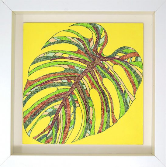 猫とモンステラの葉の油絵 30cm　ラグドール 猫とモンステラの葉の油絵 30cm ラグドール