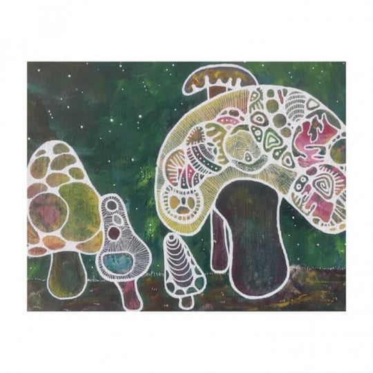 DRAWS COLORFUL MUSHROOMS