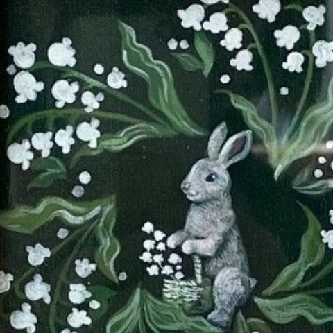 日本画　スズラン　花の絵 花の絵 すずらん アート 「巡る幸せを花束に」