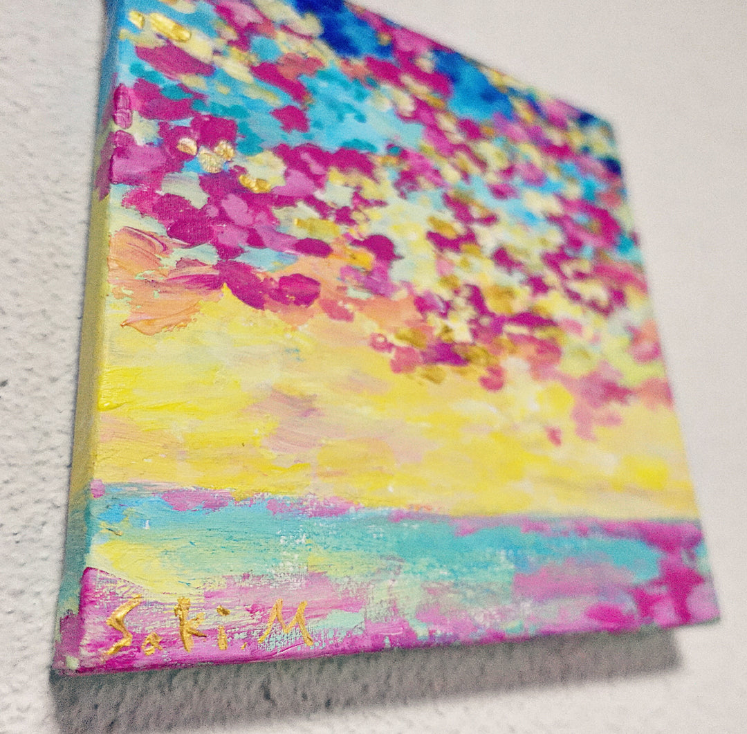 虹色の空と海の絵／むらいさき｜アート・絵画通販WASABI(ワサビ)