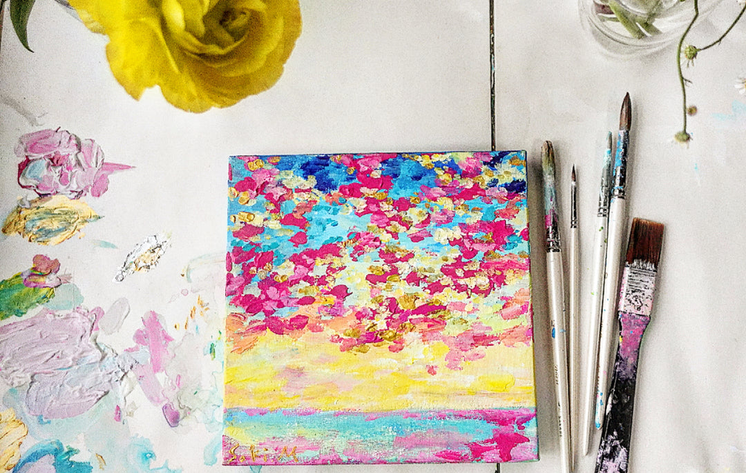 虹色の空と海の絵／むらいさき｜アート・絵画通販WASABI(ワサビ)