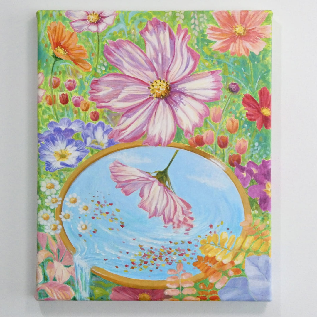 花の絵　絵画 花と鏡(オアシス)／冬乃太陽｜アート絵画・販売通販WASABI(ワサビ)