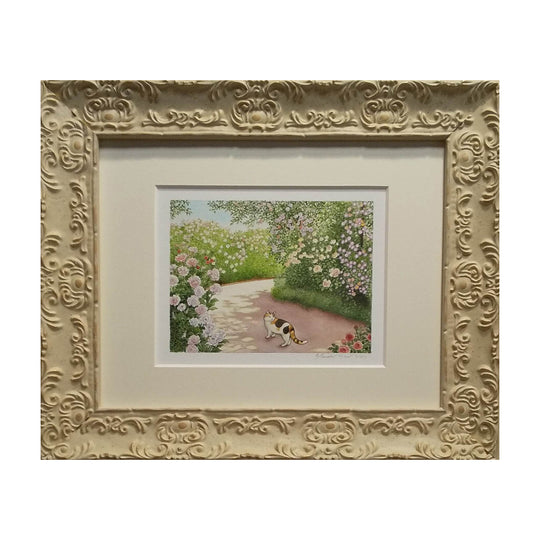 ネコとバラの庭