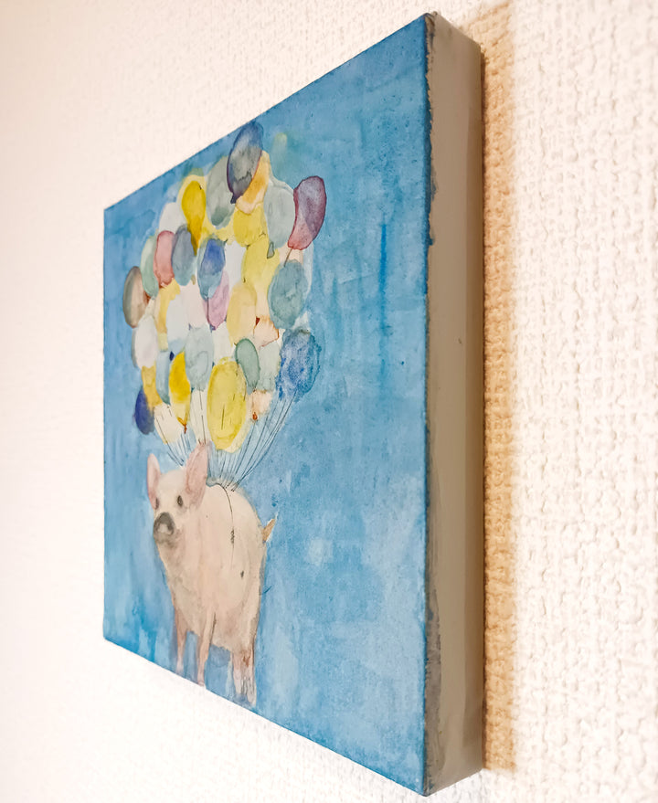 豚と風船 風船とブタ／MiuMiu｜アート絵画・販売通販WASABI(ワサビ)