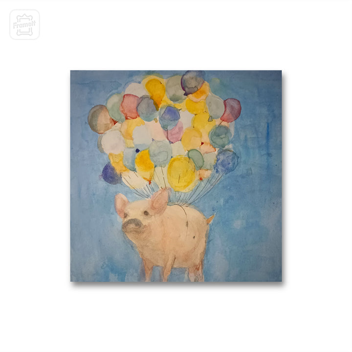 miyoko 子供と風船の水彩画 watercolor-illustration-baby-