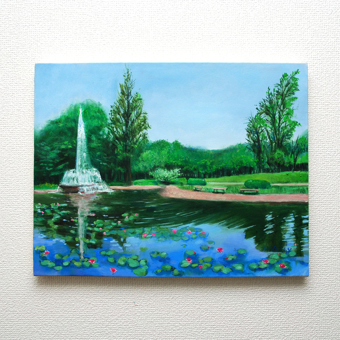 噴水と睡蓮（彩の森入間公園）／山口ミドリ｜アート絵画・販売通販