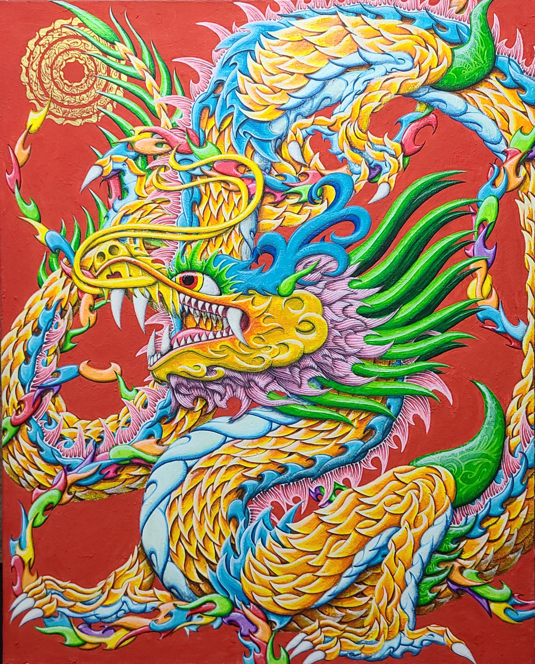 油彩画 龍神の森 龍神の絵 『 金龍 』複製画 中サイズ 金龍の絵 | 幸せの水彩画