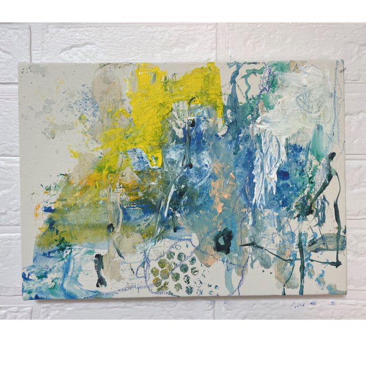 アクリル画 抽象画 アートパネル 静寂な雨音 雨の音色／shu｜アート絵画・販売通販WASABI(ワサビ)