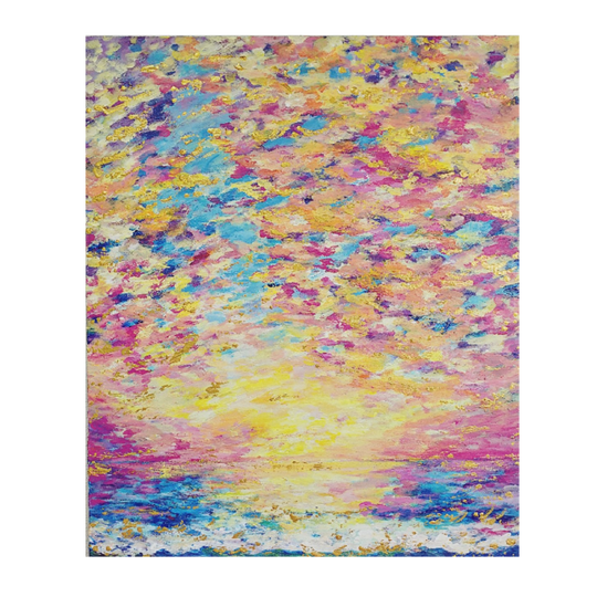 夜明けの空と海の絵